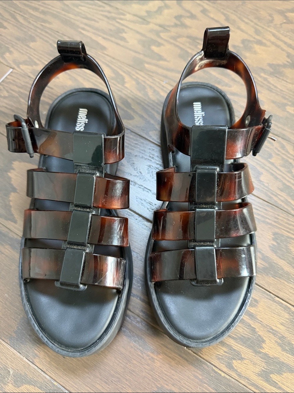 Melissa Tortoiseshell Brown Black Jelly Sandals